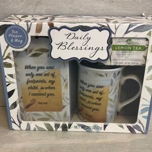 Daily Blessings Tea Cup Mug Set “Footprints” NIB Please Read Easter Gift?